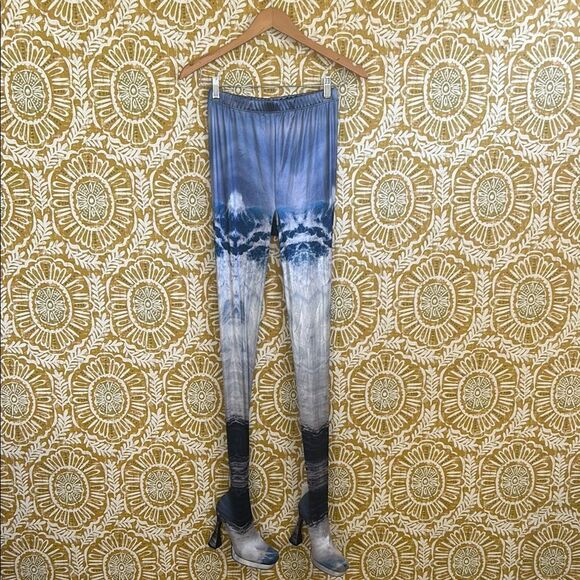 Jeffrey Campbell Rare Pantalones High Heel Platform Pant Boots Blue Waves size 7 - Picture 4 of 16